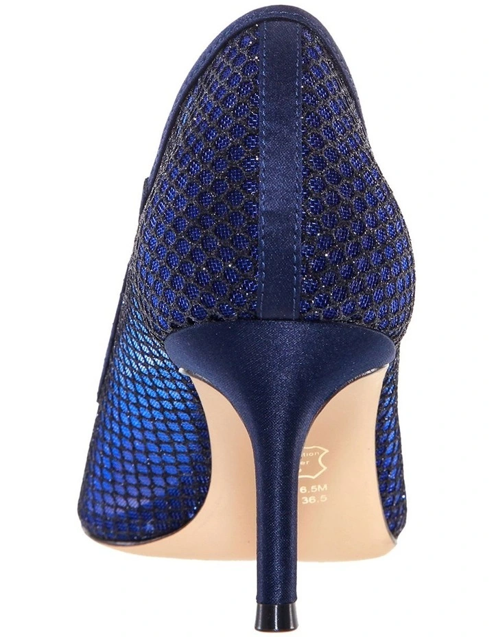 Niley Navy Luster Satin Heeled shoes image 5