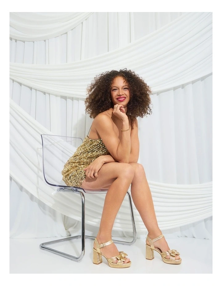 Sherbet Sandals in Gold Pleat image 4