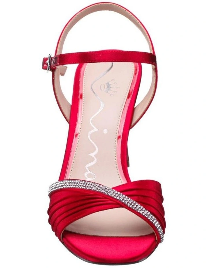Agnes Sandals in Red Rogue Crystal Satin image 3