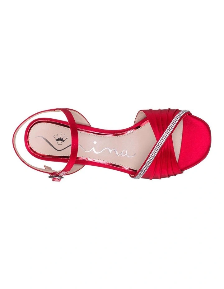 Agnes Sandals in Red Rogue Crystal Satin image 4