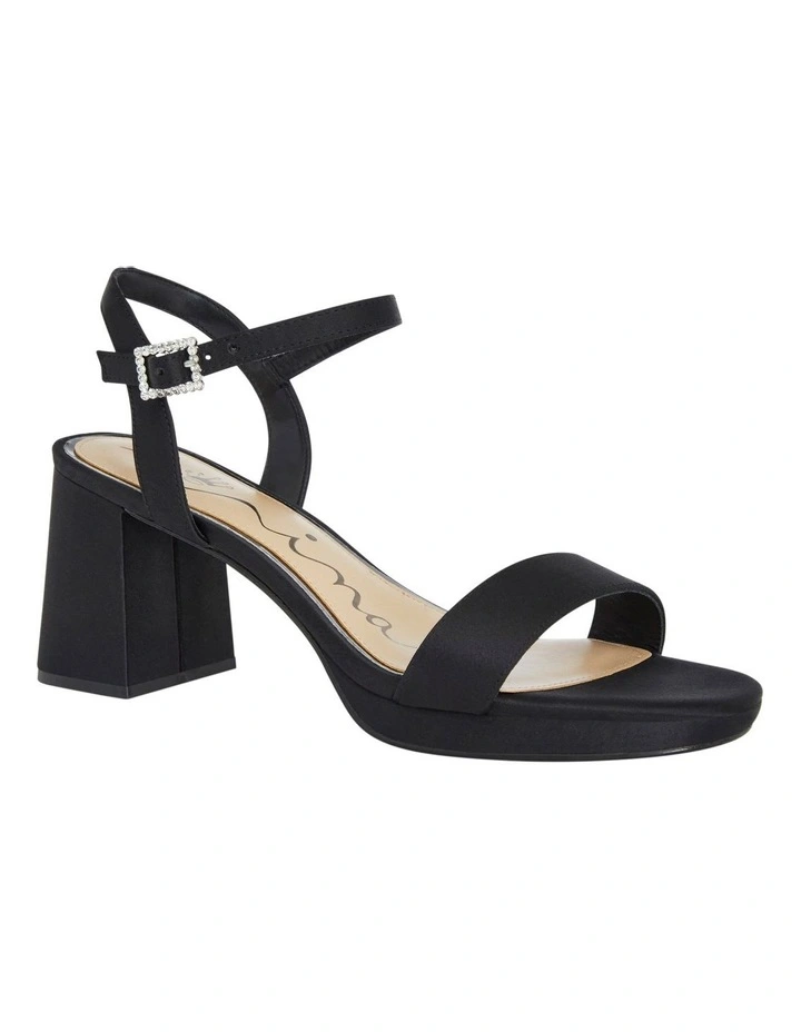Berg Sandals in Black Luster Satin image 2