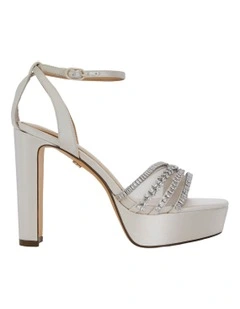 Agitha Sandals in Ivory Crystal Satin