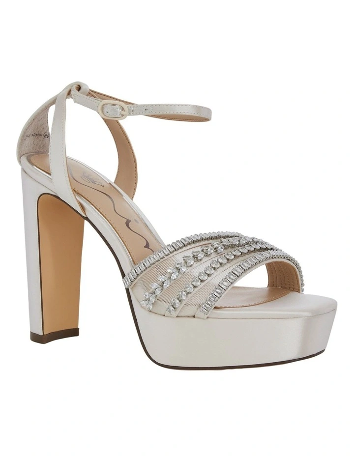 Agitha Sandals in Ivory Crystal Satin image 2