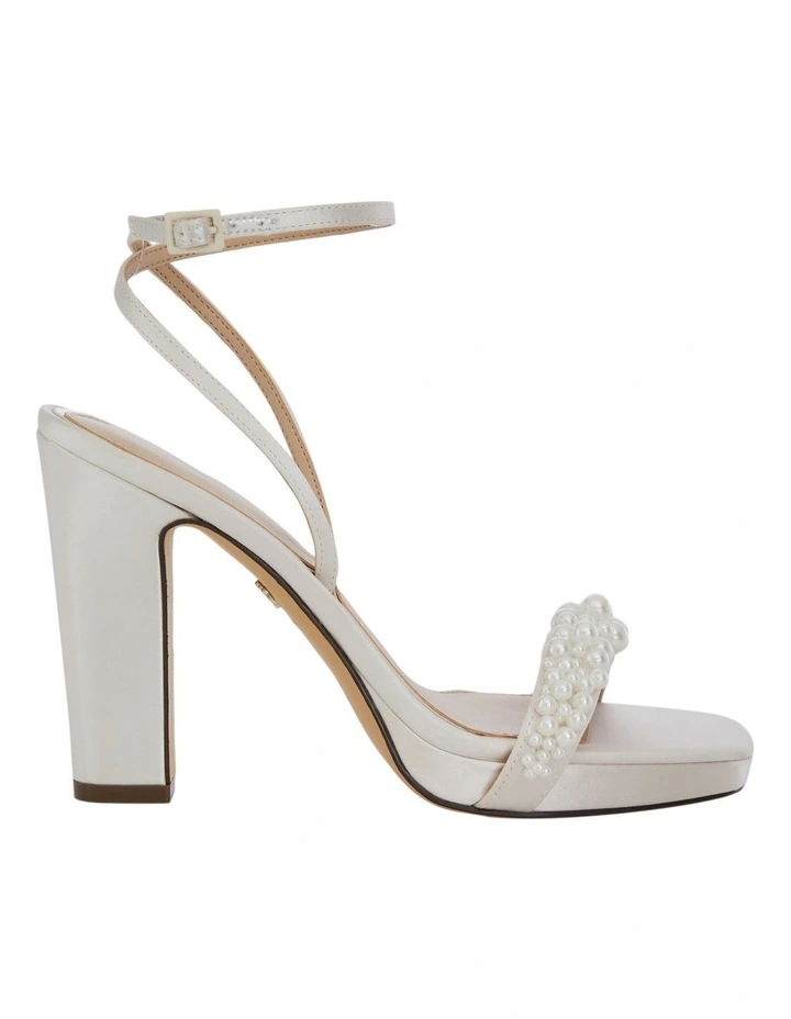 Evette Sandals in Ivory Crystal Satin image 1
