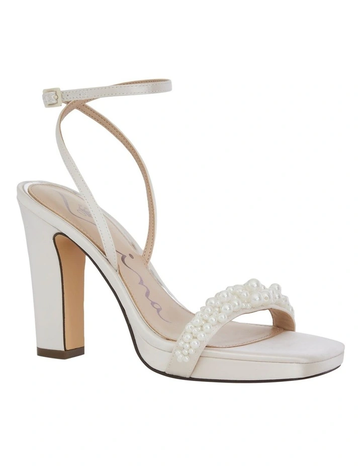 Evette Sandals in Ivory Crystal Satin image 2