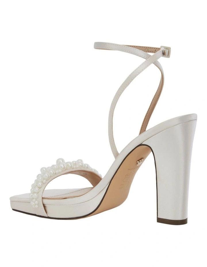 Evette Sandals in Ivory Crystal Satin image 3