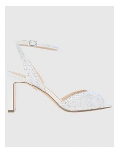 Agnus Sandals in Ivory Crystal Mesh