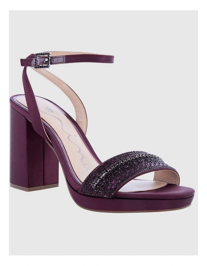 Sofina Sandals in Bordeaux Crystal Satin image 2