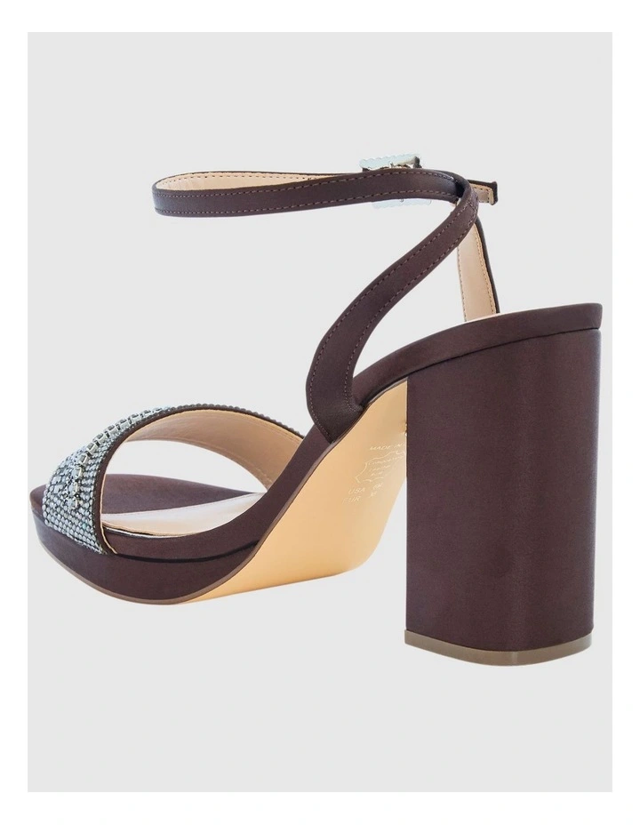 Sofina Sandals in Chocolate Crystal Satin image 3