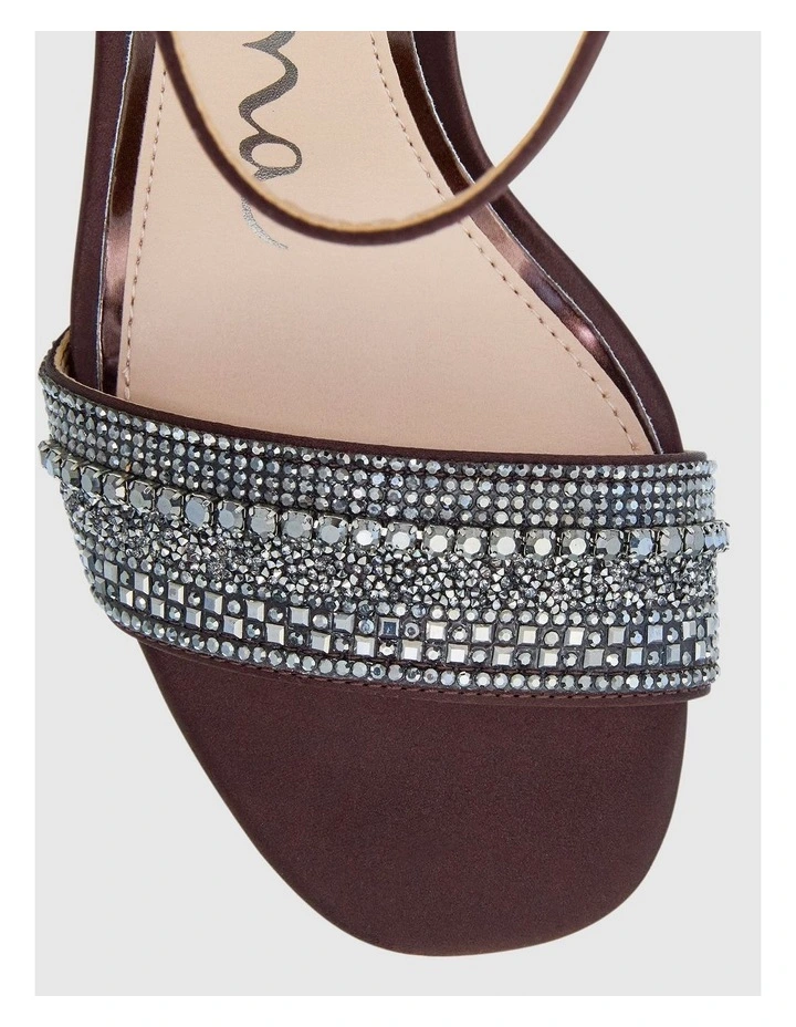 Sofina Sandals in Chocolate Crystal Satin image 4