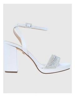 Sofina Sandals in White Crystal Satin