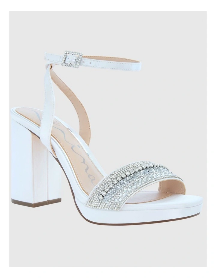 Sofina Sandals in White Crystal Satin image 2