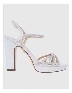 Sybel Sandals in Ivory Crystal Satin