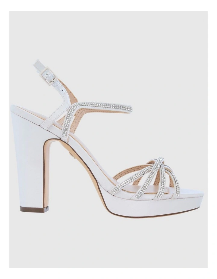 Sybel Sandals in Ivory Crystal Satin image 1