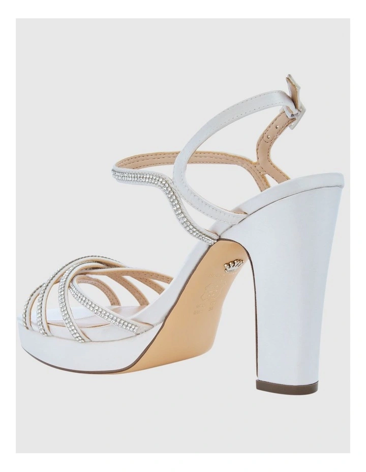 Sybel Sandals in Ivory Crystal Satin image 3