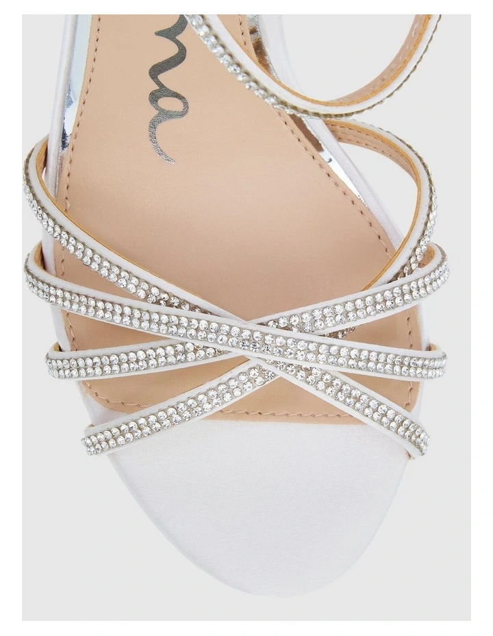 Sybel Sandals in Ivory Crystal Satin image 4