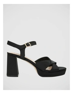 Skylar Platform Sandal in Black Satin