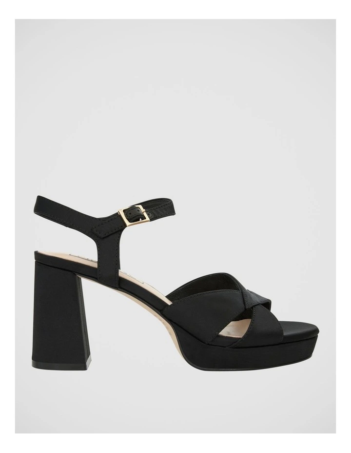 Skylar Platform Sandal in Black Satin image 1