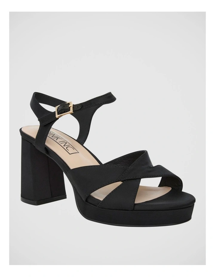 Skylar Platform Sandal in Black Satin image 2