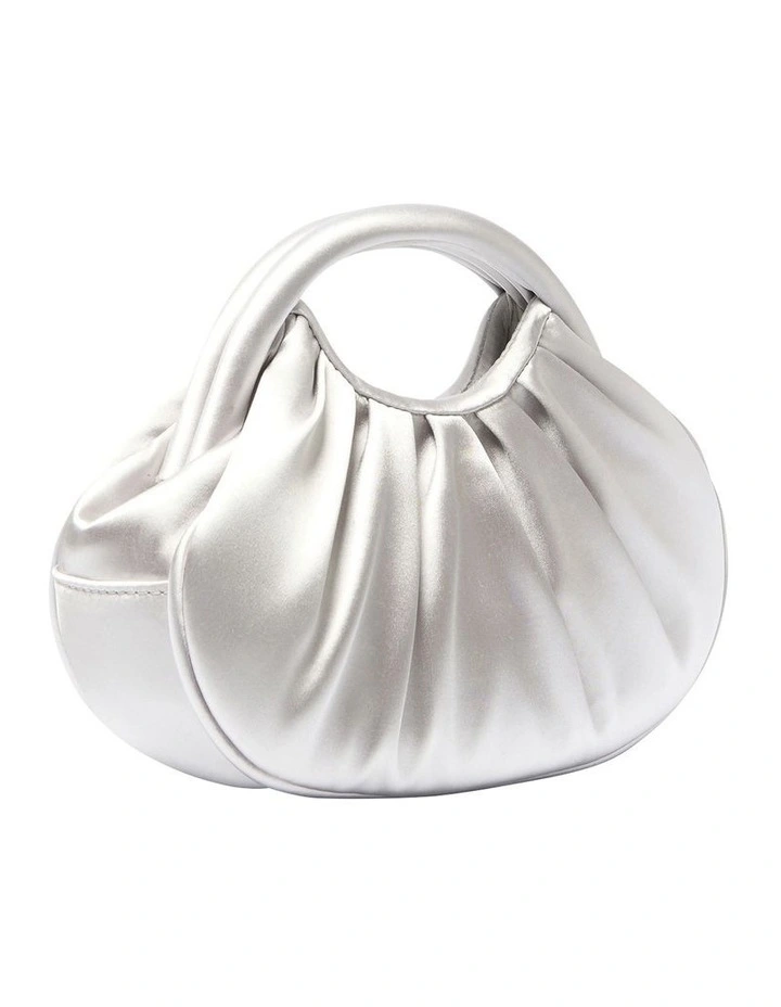Bren Evening Bag in Silver Satin image 2