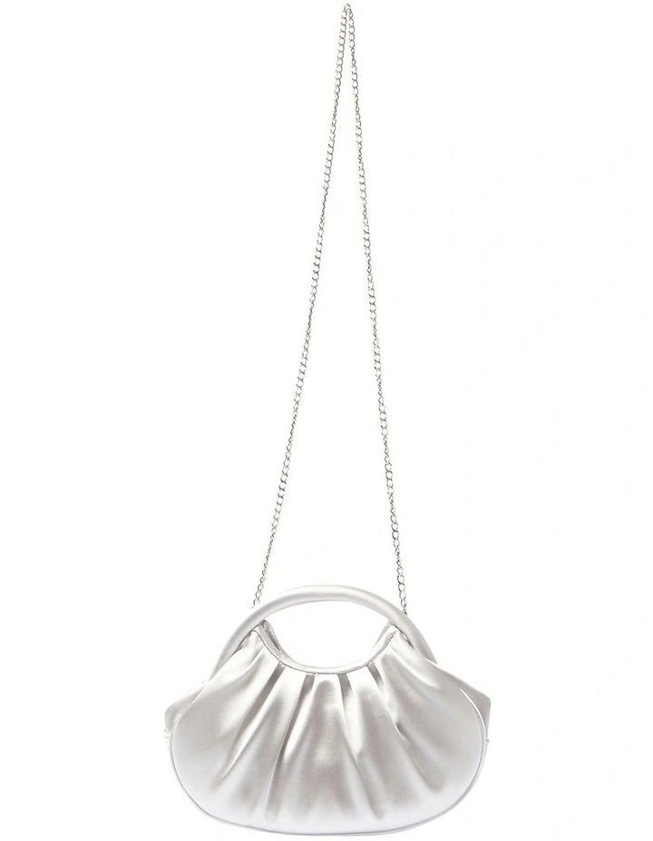 Bren Evening Bag in Silver Satin image 4