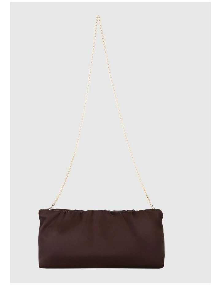 Thea Evening Bag in Chocolate Satin image 2