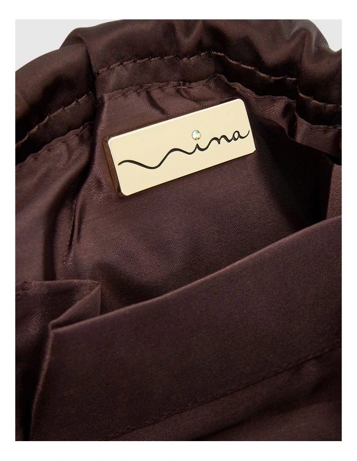 Thea Evening Bag in Chocolate Satin image 4