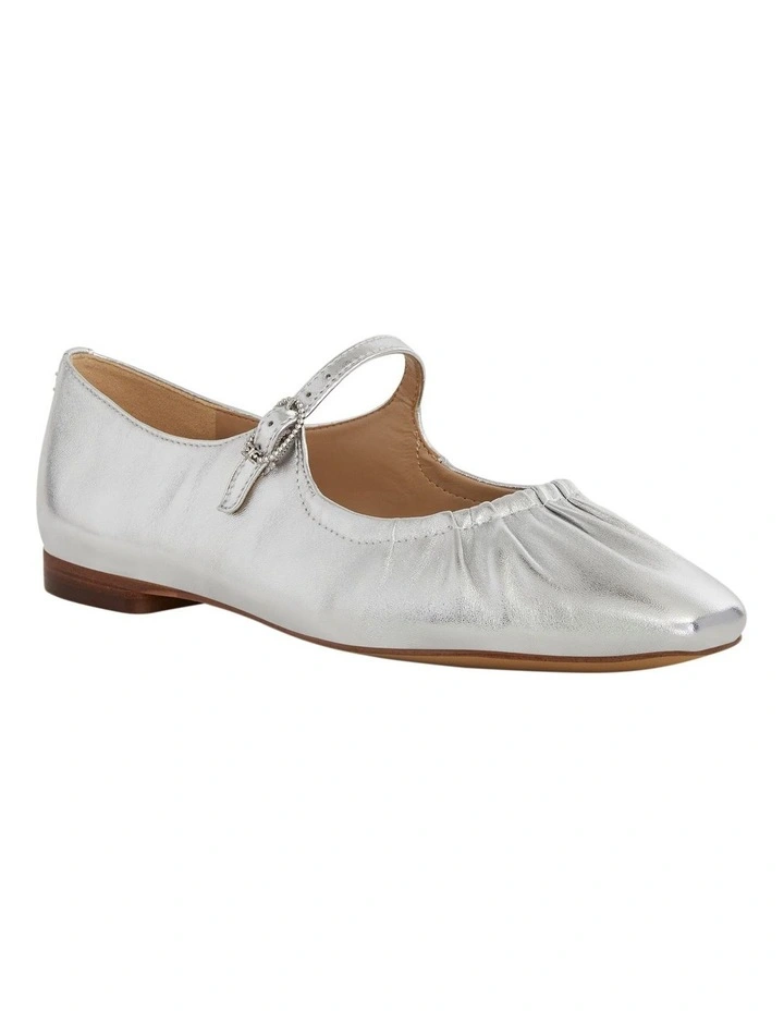 Micah Ballet Flats in Soft Silver Leather image 2