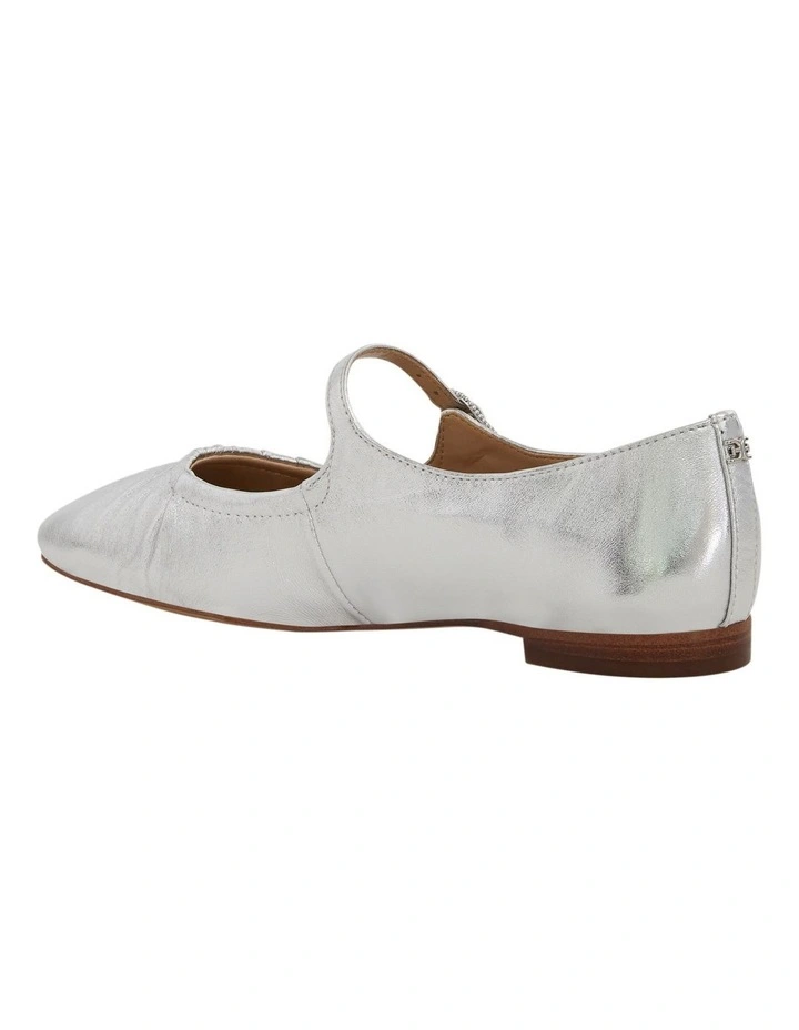Micah Ballet Flats in Soft Silver Leather image 3