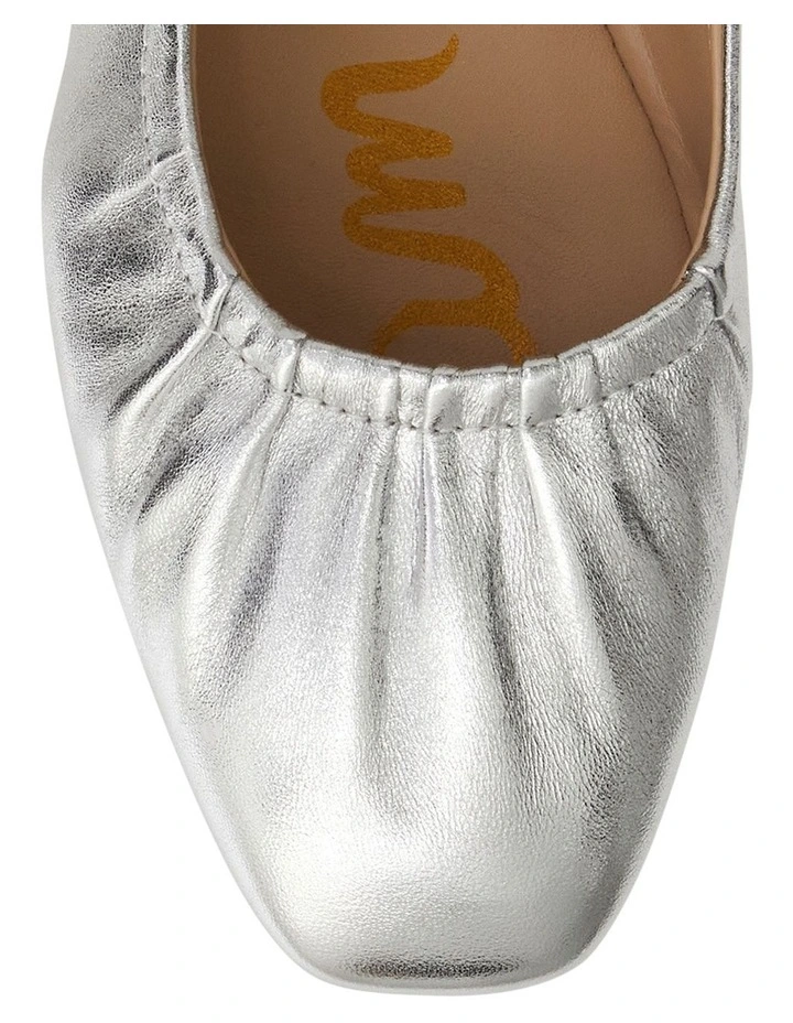 Micah Ballet Flats in Soft Silver Leather image 4