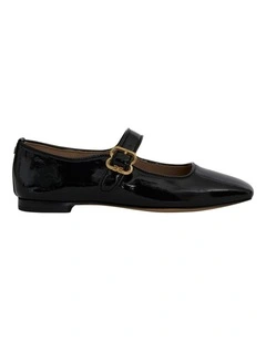 Michaela Flat Shoes in Black Patent