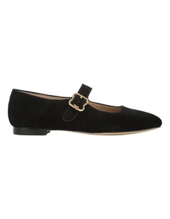 Michaela Flat Shoes in Black Suede