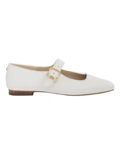 Michaela Flat Shoes in Bright White Leather