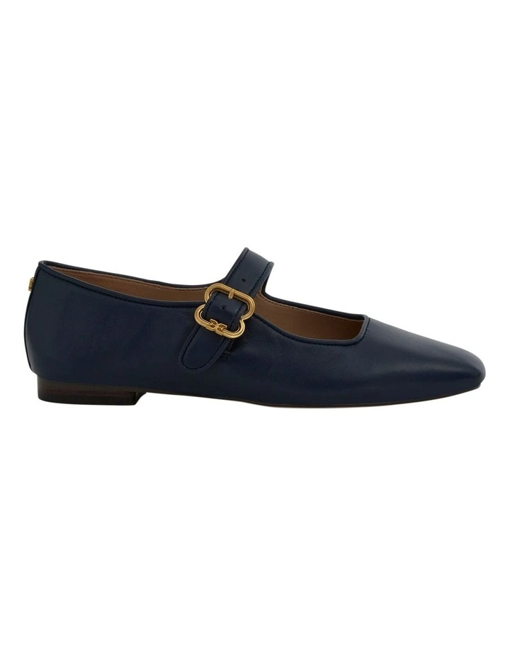 Michaela Flat Shoes in Hudson Navy Leather image 1