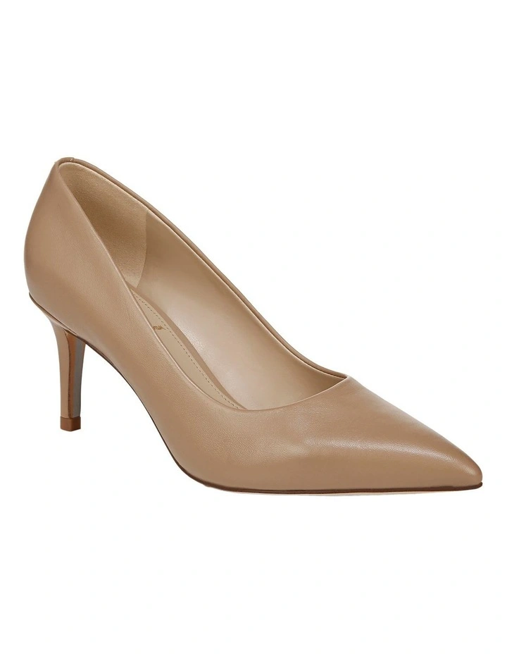 Vienna Heeled Shoes in Soft Beige Leather image 2