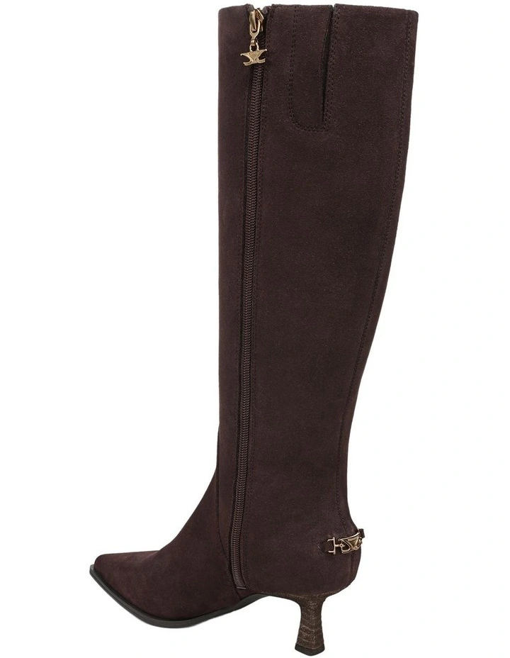 Yulia Knee Boots in Dark Chocolate Suede image 3