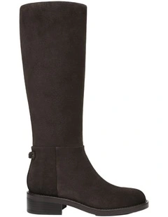 Milla Knee Boots in Dark Brown Stone Suede