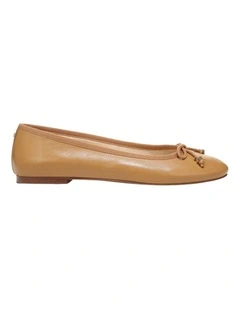 Felicia Ballet Flat in Buff Tan Leather