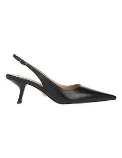 Bianka Sling Heeled Shoes in Black Leather