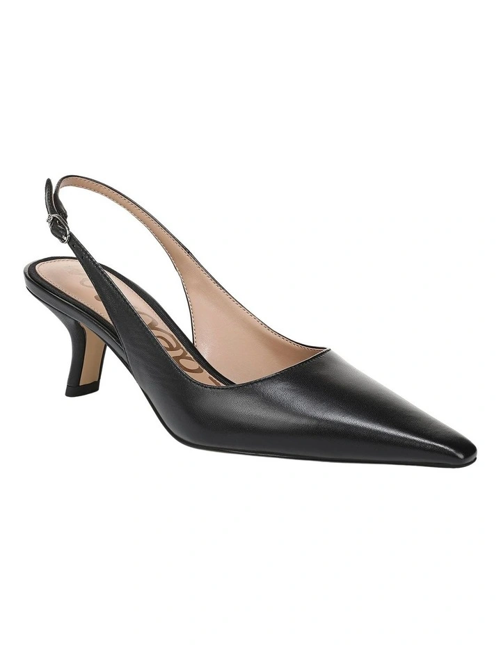 Bianka Sling Heeled Shoes in Black Leather image 2