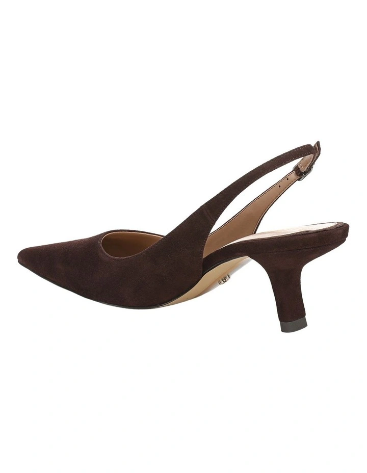 Bianka Sling Heeled Shoes in Cafe Noir Suede image 3