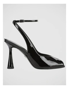 Esme Heeled Sandal in Black Patent Leather