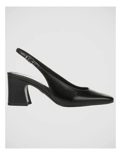 Lucille Sling Back Pump In Black Leather