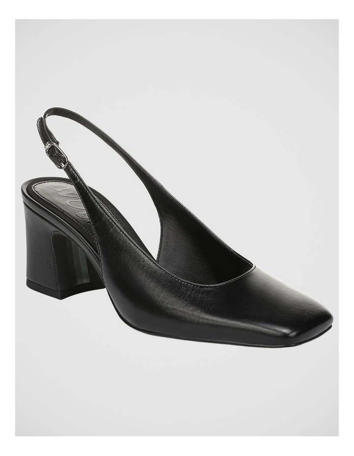 Lucille Sling Back Pump In Black Leather image 2