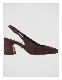 Lucille Sling Back Pump In Cafe Noir Suede Leather