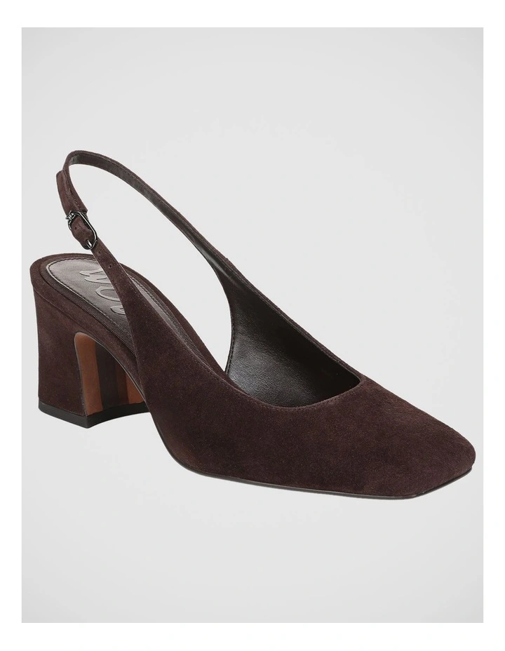 Lucille Sling Back Pump In Cafe Noir Suede Leather image 2