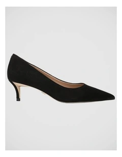 Summer Point Toe Pump in Black Suede Leather