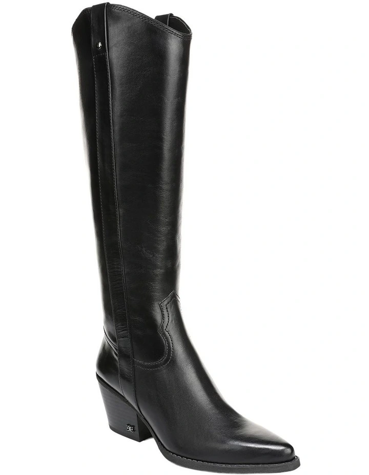 Wyatt Knee High Boots in Black Leather image 2