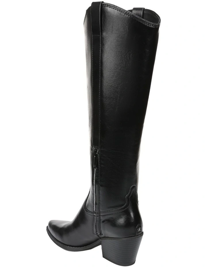 Wyatt Knee High Boots in Black Leather image 3