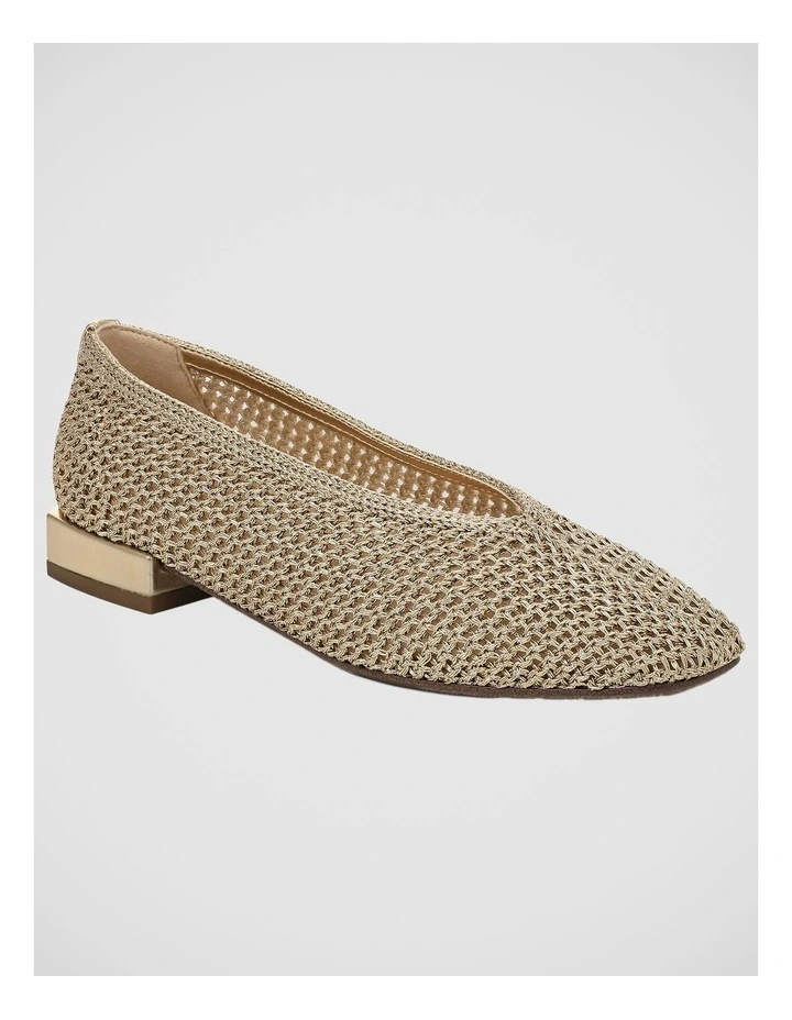 Kasey Flat Shoes in Amber Gold Knit image 2